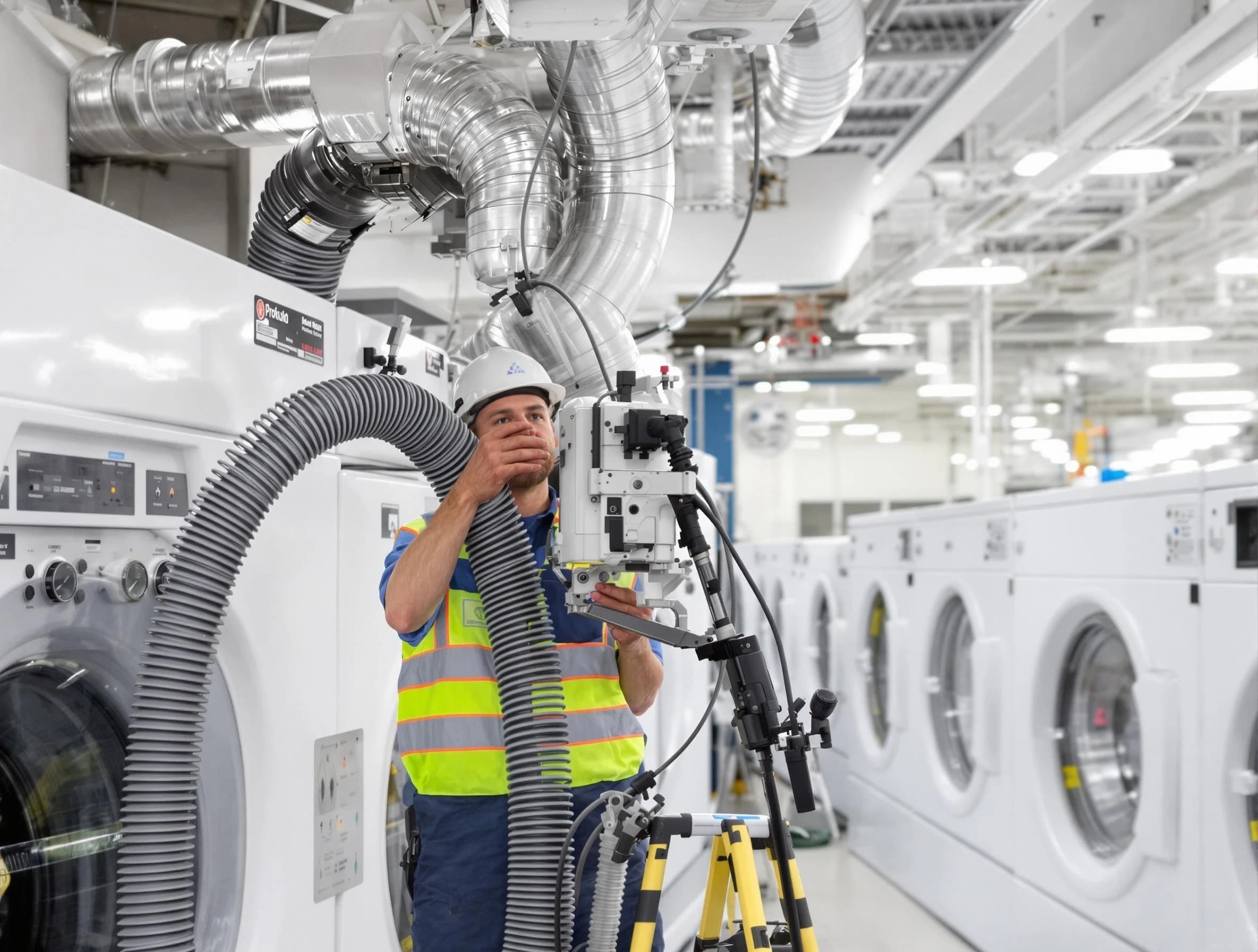 Englewood Dryer Vent Cleaning team performing commercial-grade dryer vent cleaning at a business facility in Englewood