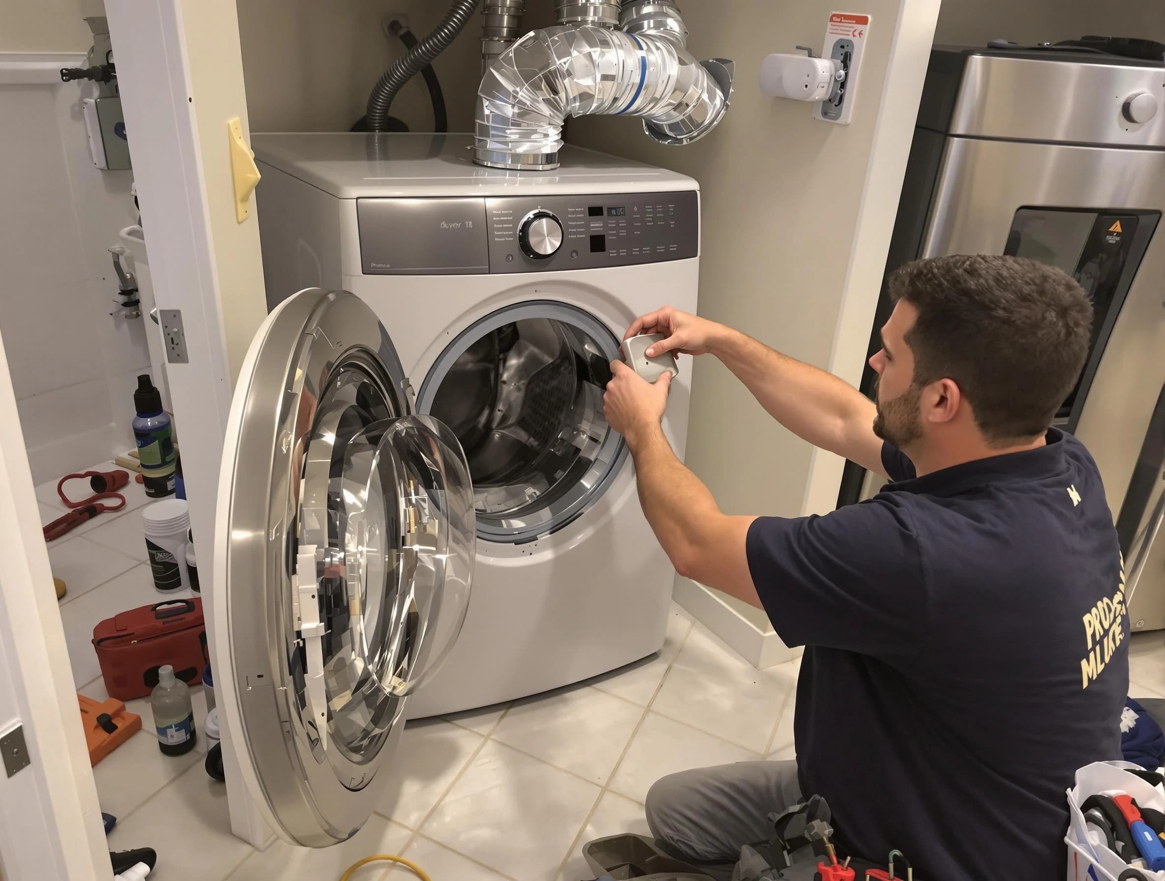 Englewood Dryer Vent Cleaning technician performing precise dryer vent hose installation in Englewood