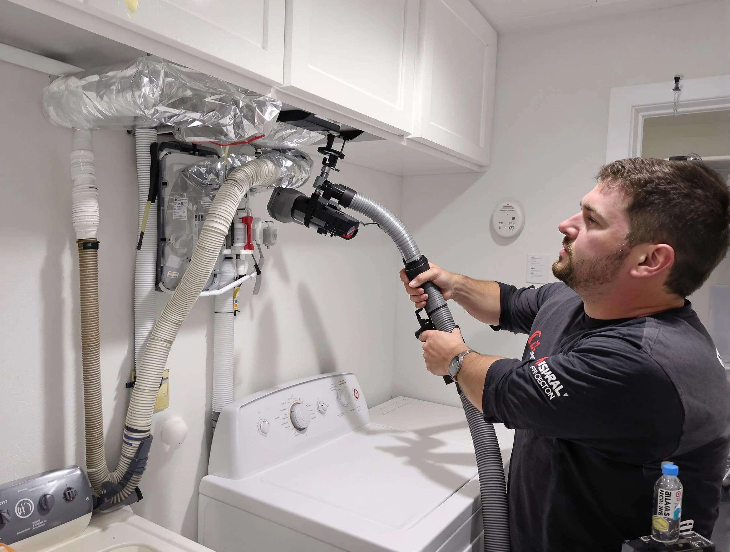 Englewood Dryer Vent Cleaning certified technician performing safety-focused gas dryer vent cleaning in Englewood