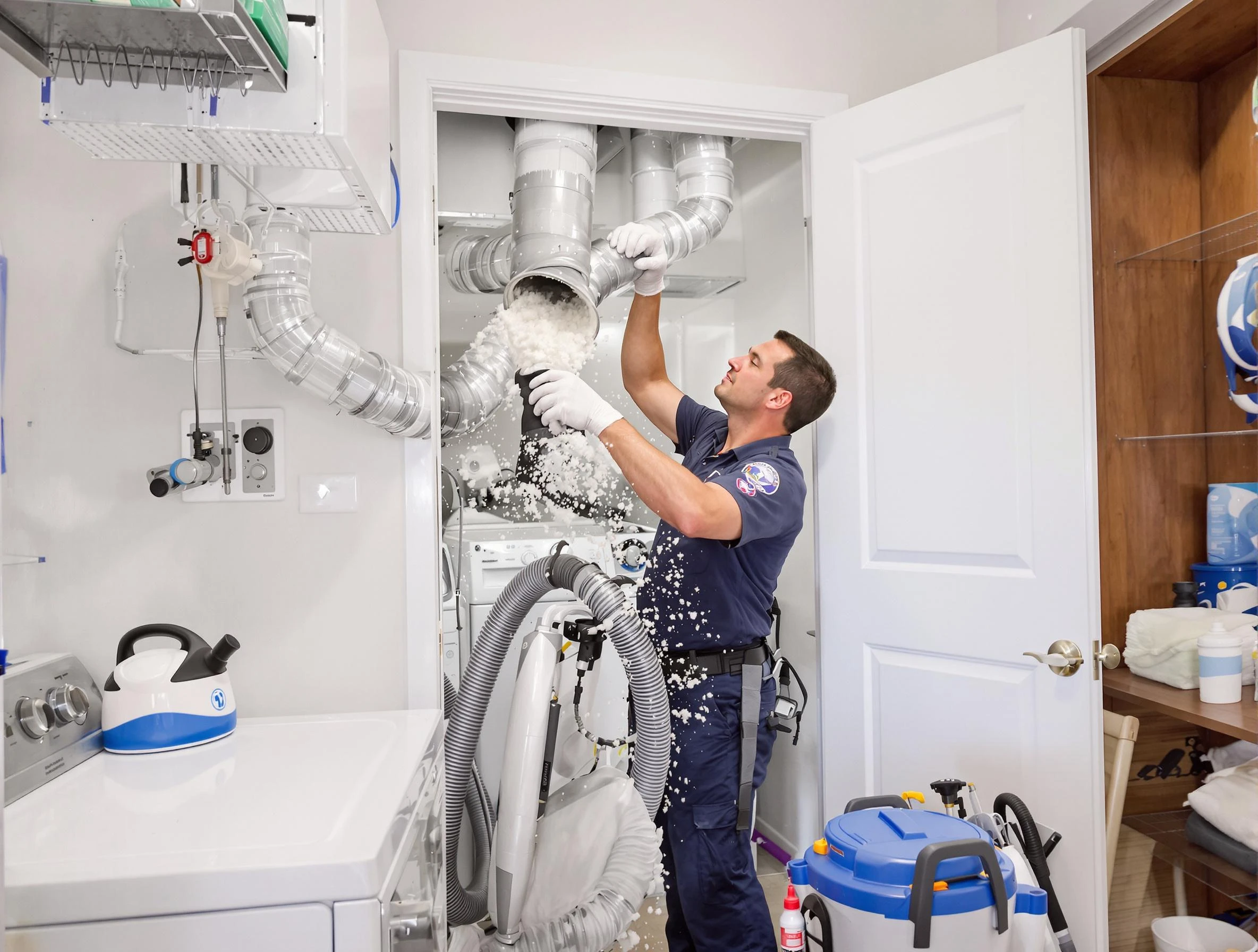 Englewood Dryer Vent Cleaning technician delivering thorough residential dryer vent cleaning service in Englewood